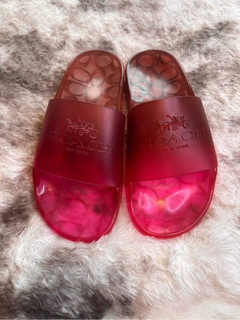 Coach Women’s -Pink Slide Sandals with Signature Logo
